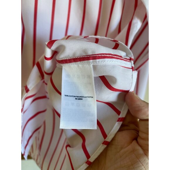 Lands' End No Iron Red White Striped Collared Button Up Long Sleeve Shirt Size 2 - Picture 7 of 7